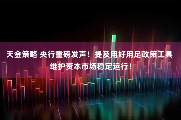 天金策略 央行重磅发声！提及用好用足政策工具 维护资本市场稳定运行！