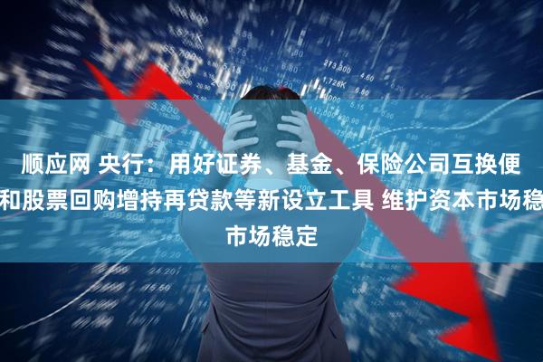 顺应网 央行：用好证券、基金、保险公司互换便利和股票回购增持再贷款等新设立工具 维护资本市场稳定